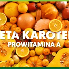 Pomarańczowe owoce i warzywa, takie jak dynie, pomarańcze i marchewki, podkreślają, że beta karoten to prowitamina A.